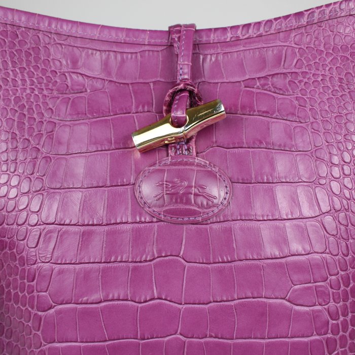 Longchamp - Bolso de hombro de piel con relieve de cocodrilo