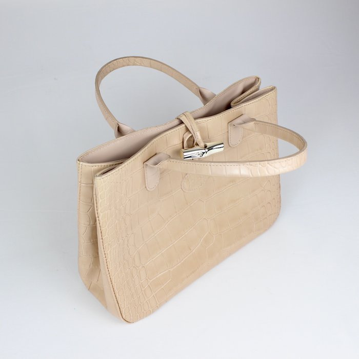 Longchamp – Bolso Tote de cuero beige
