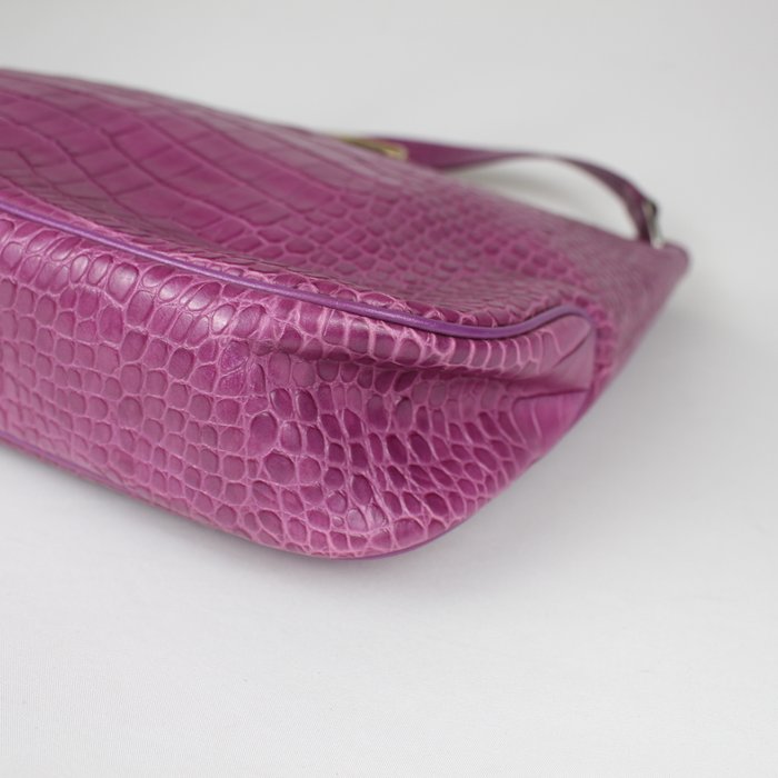 Longchamp - Bolso de hombro de piel con relieve de cocodrilo