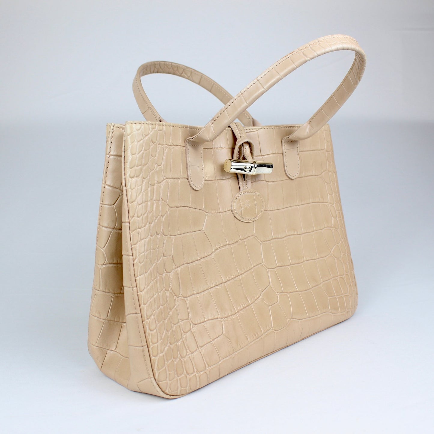 Longchamp – Bolso Tote de cuero beige