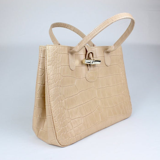 Longchamp – Bolso Tote de cuero beige