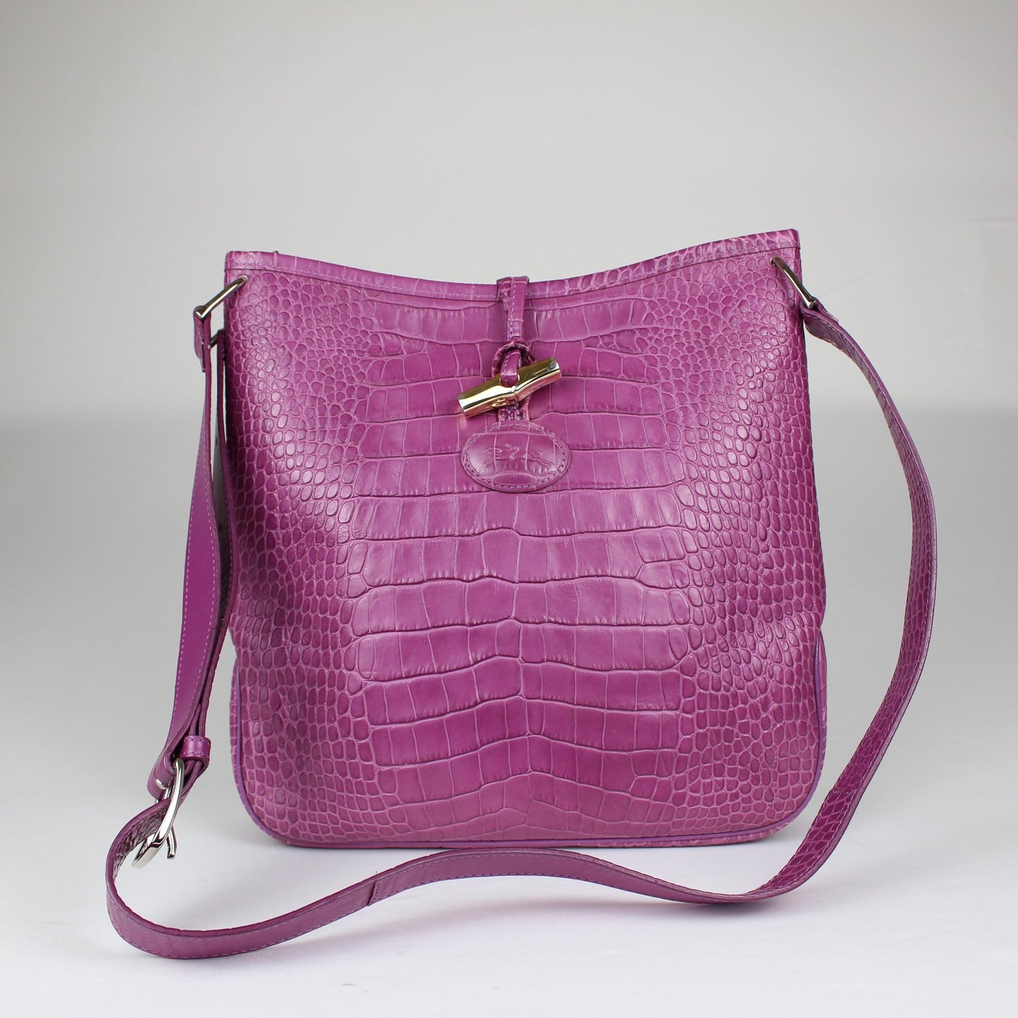 Longchamp - Bolso de hombro de piel con relieve de cocodrilo