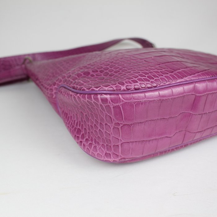 Longchamp - Bolso de hombro de piel con relieve de cocodrilo