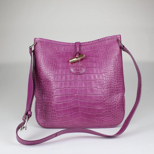 Longchamp - Bolso de hombro de piel con relieve de cocodrilo
